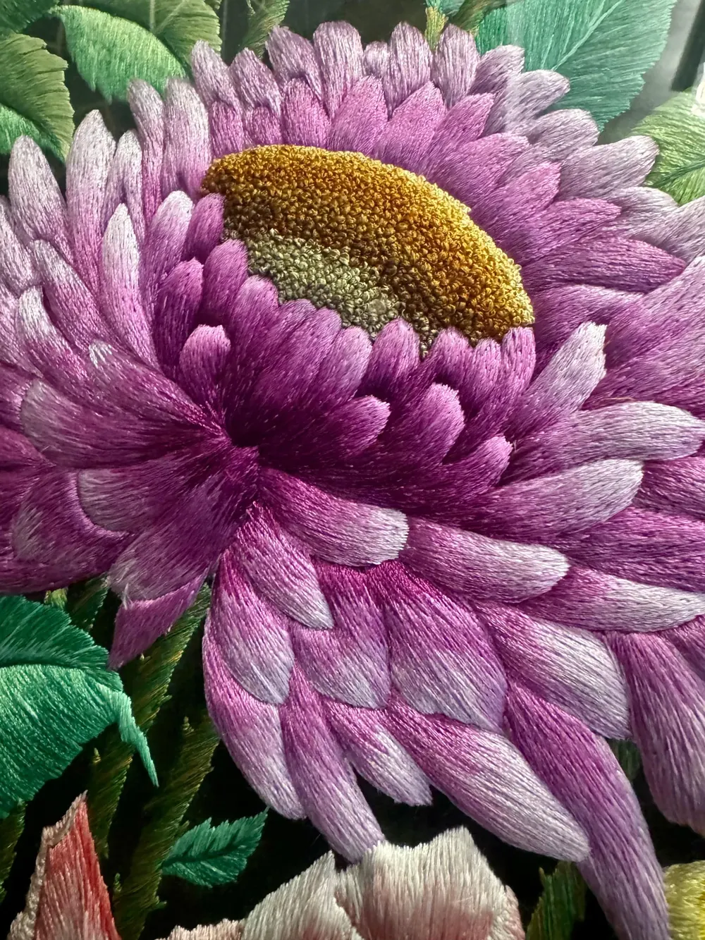 Violet bloom in raised silk